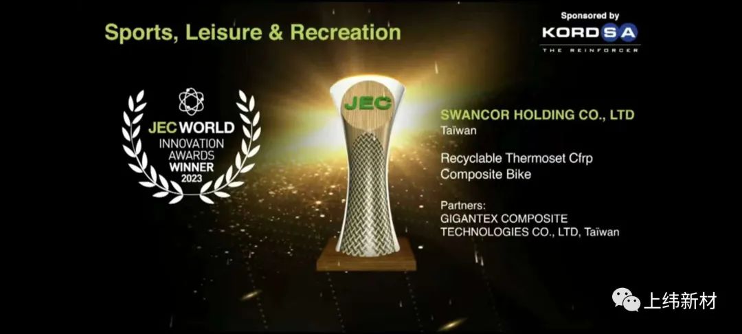 上緯榮獲「JEC WORLD 2023 運動休閑領域創新獎」 上緯榮獲「JEC WORLD 2023 運動休閑領域創新獎」