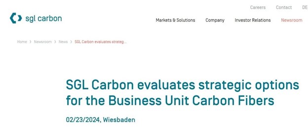 歐洲碳纖維巨頭考慮出售碳纖維業務 歐洲碳纖維巨頭考慮出售碳纖維業務
