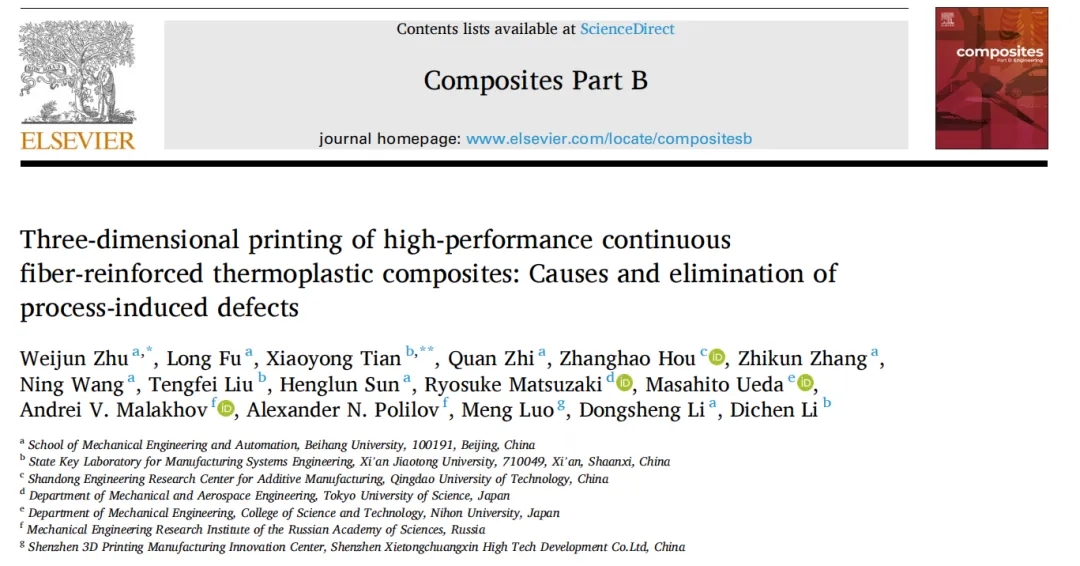 多校聯(lián)手研究:高性能3D打印熱塑性復(fù)合材料缺陷與防控策略 多校聯(lián)手研究:高性能3D打印熱塑性復(fù)合材料缺陷與防控策略